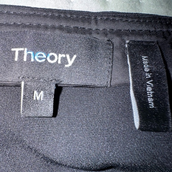 Theory Black Raglan Tie In Maxyne Crepe Long Sleeve Dress Pockets Size L EUC - Picture 9 of 10